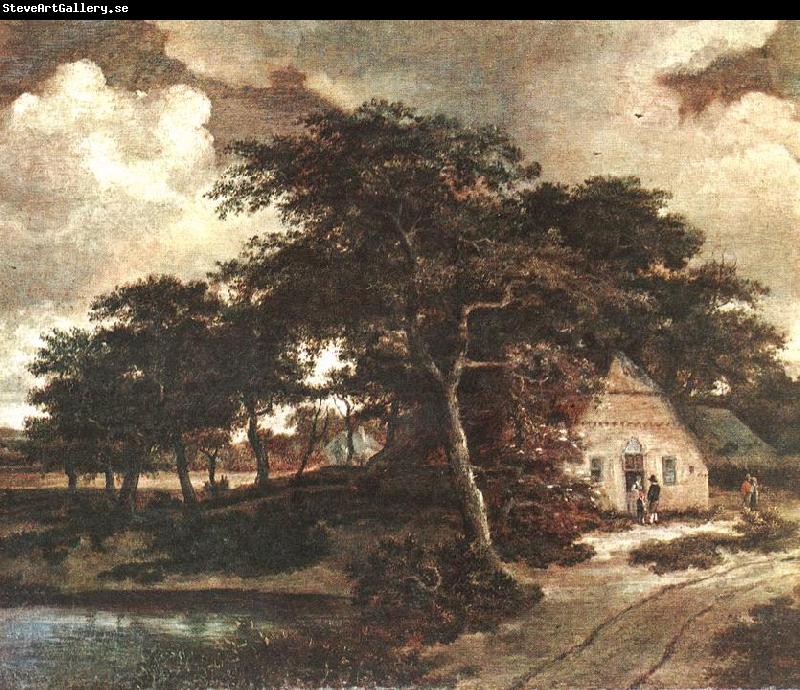 HOBBEMA, Meyndert Landscape with a Hut f